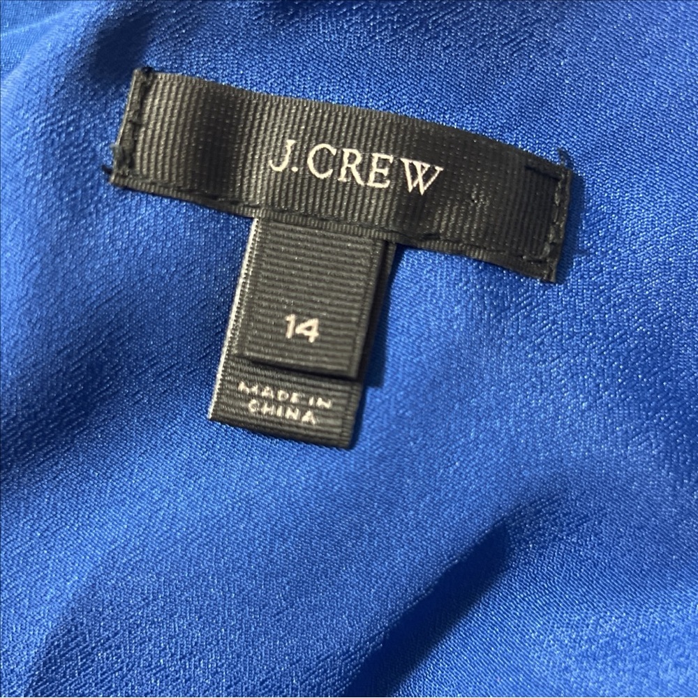 J. Crew Silk Ruffle Dress in Blue Tropical Flower Print Sz 14 EUC  Resort Cruise - Picture 5 of 7